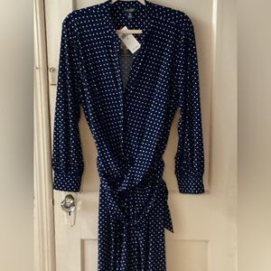 Women’s Ralph Lauren Blue/White Polka Dot Midi Dress -Size 2X-NWT